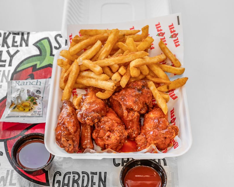 Party wings with fries at FiL FiL
